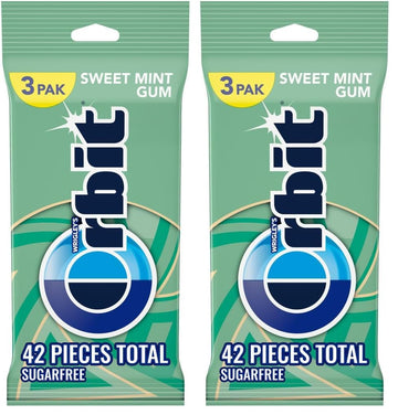 ORBIT Sweet Mint Sugar Free Back to School Chewing Gum, 3 Ct Packs (Pack of 2)