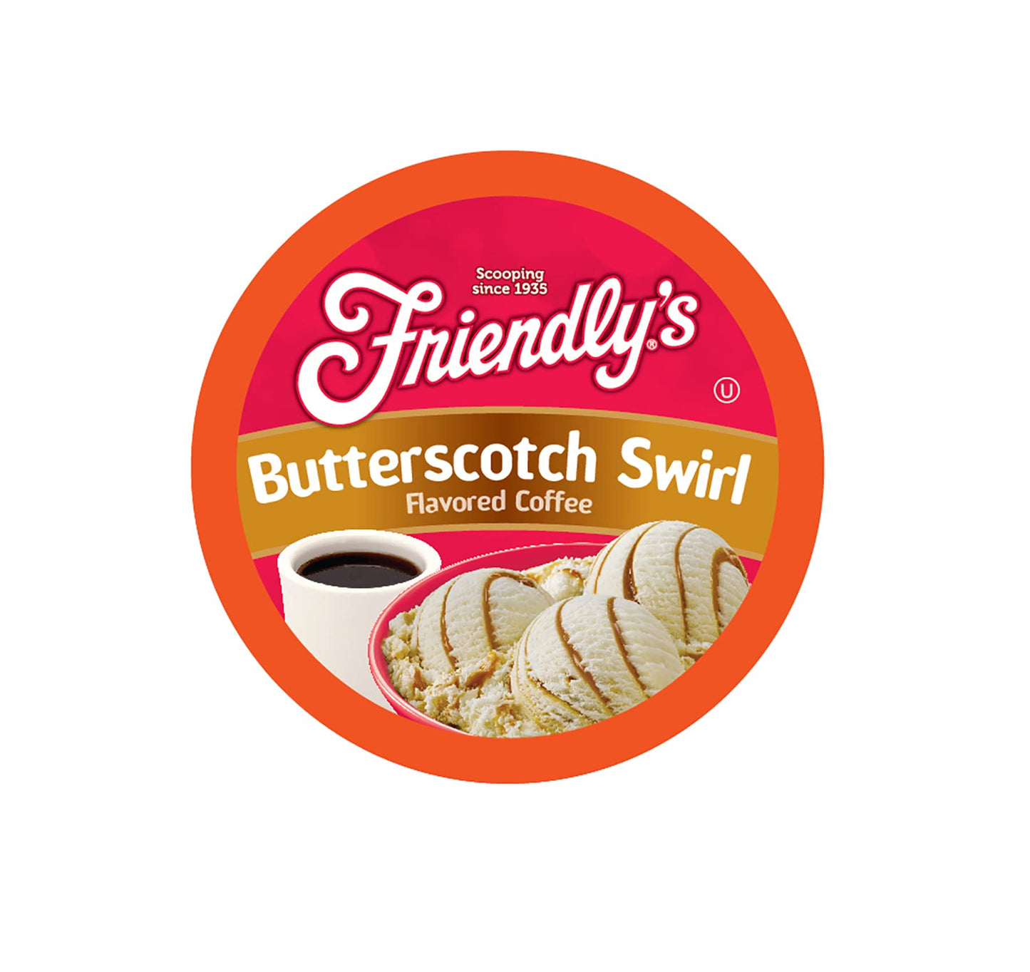 Friendlys Flavored Ice Cream Coffee Pods, Butterscotch Swirl, 12 Count, Compatible with Keurig K Cup malt-inspired