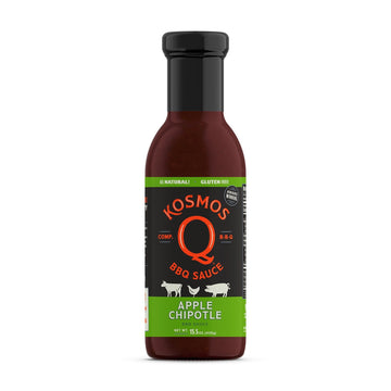 Kosmos Q Sweet Apple Chipotle BBQ Sauce - Gluten Free, Apple-Infused, Spicy Kick, 15.5 oz