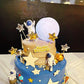 Cake Topper For Kids Astronaut Space Birthday Cake Decoration, 3D Soft Light Moon Outer Space Cake Topper For Party Supply, Led