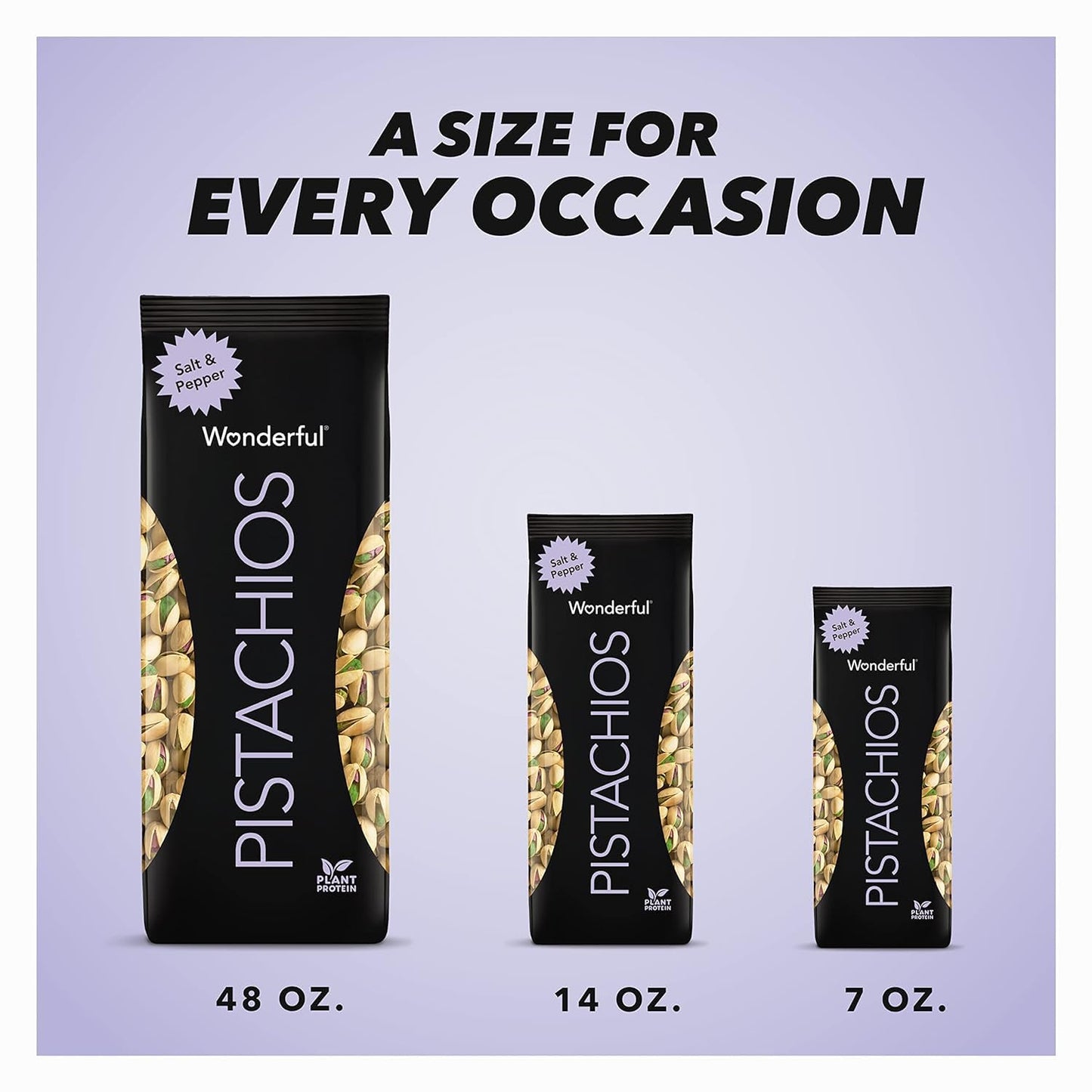 Wonderful Pistachios In Shell, Salt & Pepper Flavored Nuts, 14 Ounce Bag, Protein Snacks, Gluten Free, Healthy Snacks (Pack of 3