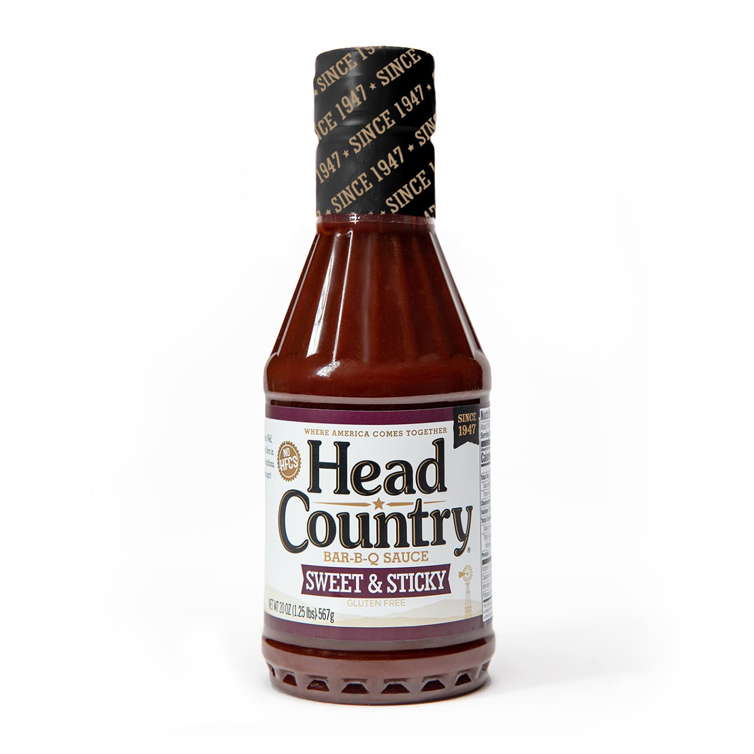 Head Country Bar-B-Q Sauce  Sweet & Sticky | Gluten Free BBQ Sauce With No Allergens Or Preservatives | Sweet & Robust Championship Barbecue Sauce Great on Beef  Pork & Chicken | 20 Ounce  Pack of 1