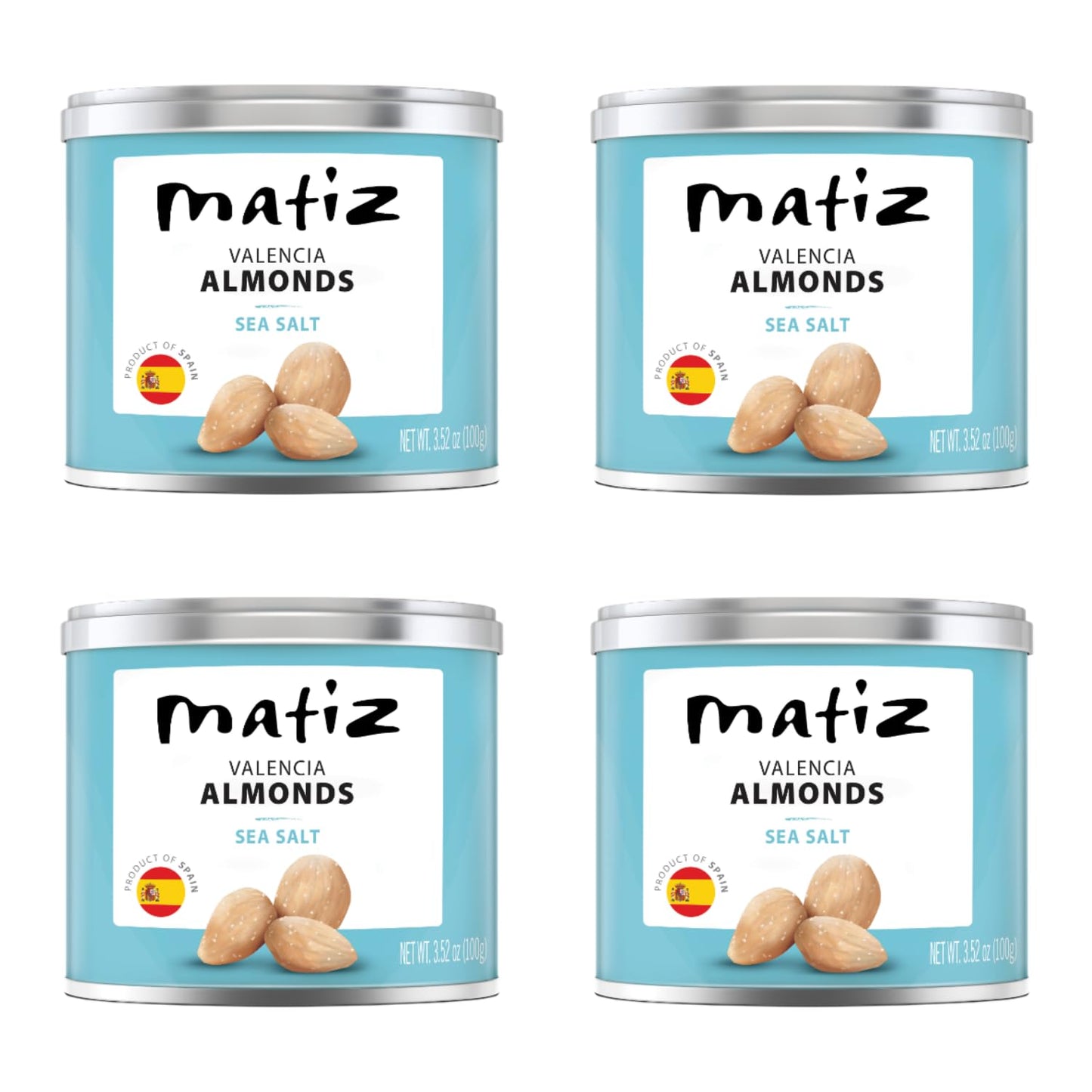 Matiz Valenica Almonds with Sea Salt | Spanish | Natural | Artisonal | 4 x 400g | (4 Pack - 400g, Valencia Sea Salt)