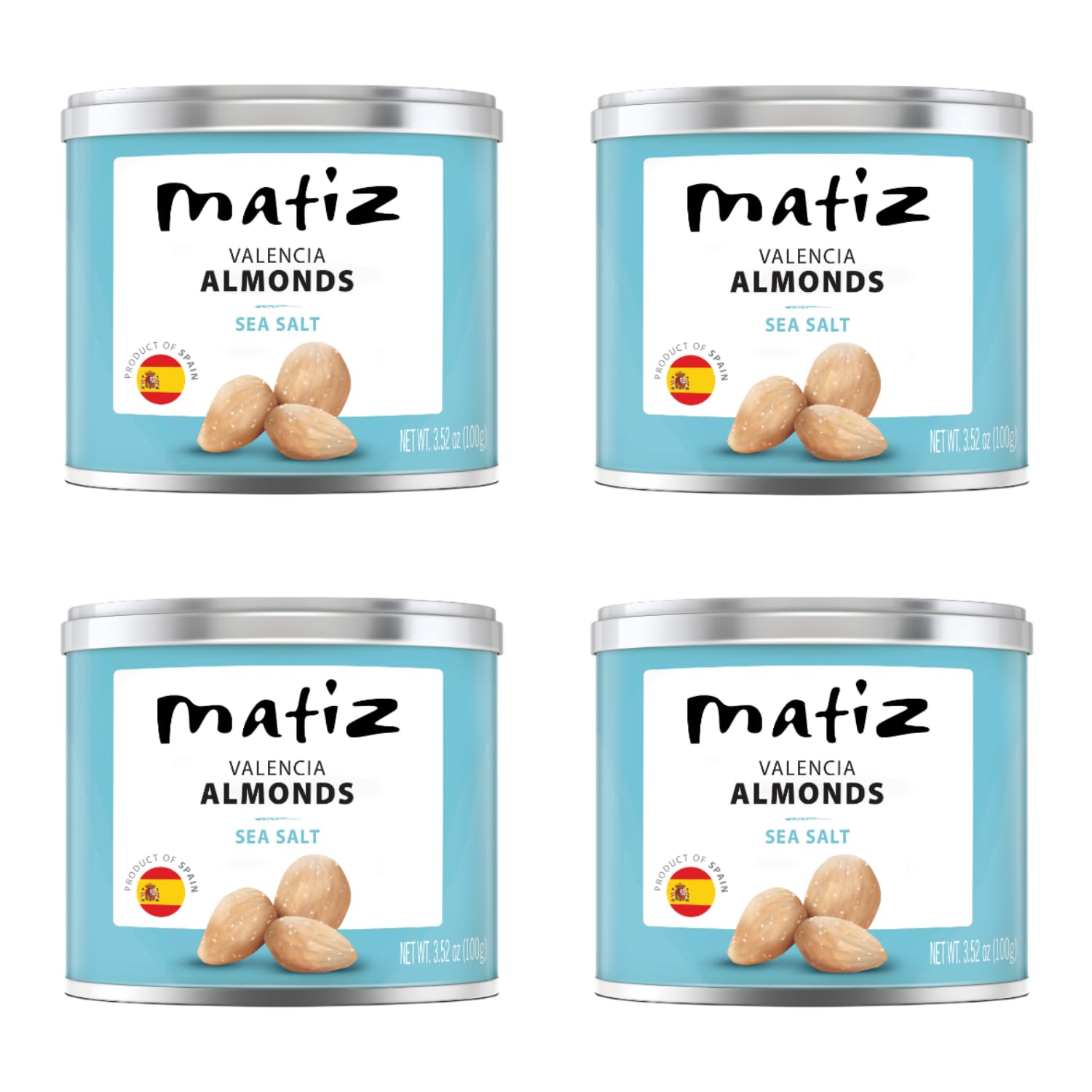 Matiz Valenica Almonds with Sea Salt | Spanish | Natural | Artisonal | 4 x 400g | (4 Pack - 400g, Valencia Sea Salt)