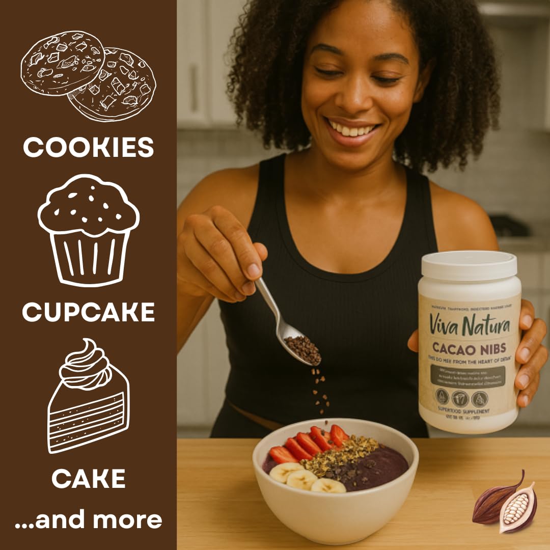 Viva Nativa Cacao Nibs – Enhanced Raw Superfood From Brazil, Rich In Antioxidants & Magnesium – Keto, Paleo, Vegan, Gluten-Free – Great For Smoothies, Baking & Snacks (12Oz) (1Pack, 12.0, Ounce)