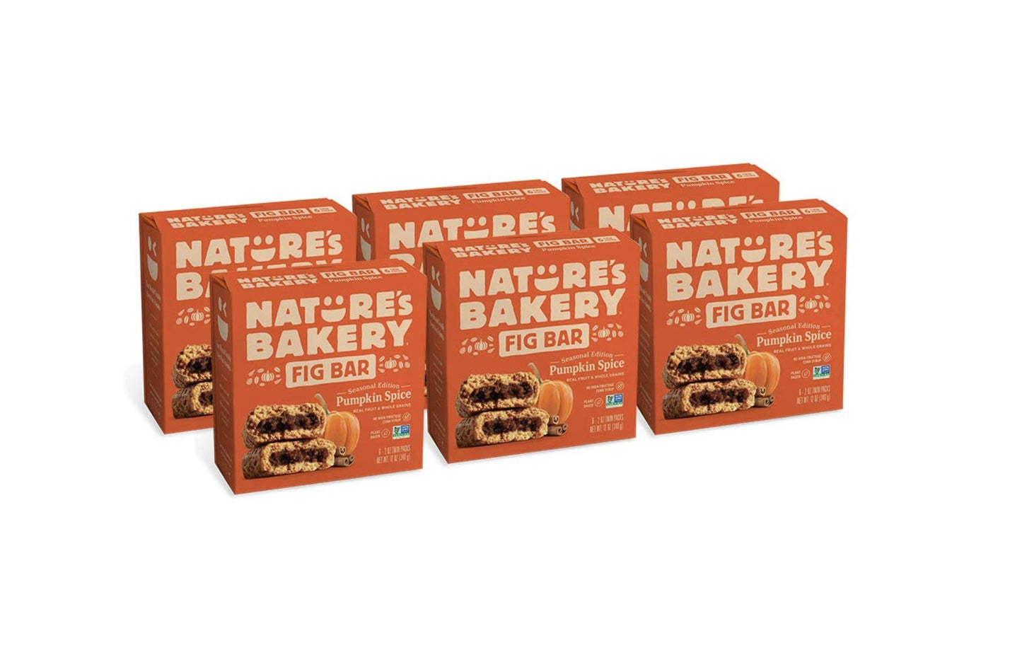 Nature s Bakery Whole Wheat Pumpkin Spice Fig Bars, 2 oz Snack Bars (36 Ct), Plant-Based, Vegan, Non-GMO
