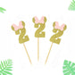 Morndew 24 Pcs Gold Pink Glitter Number 2 Cupcake Toppers For Baby Girl Second Birthday Party Wedding Party Decorations