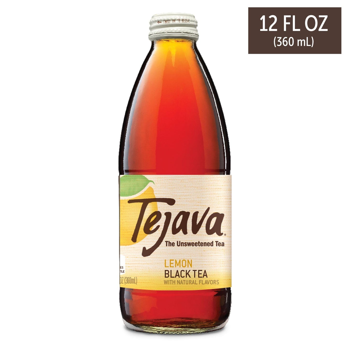 Tejava Lemon Black Iced Tea, 4 Pack, 12Oz Glass Bottles, Unsweetened, Non-Gmo, Kosher, No Sugar Or Sweeteners, No Calories, No P