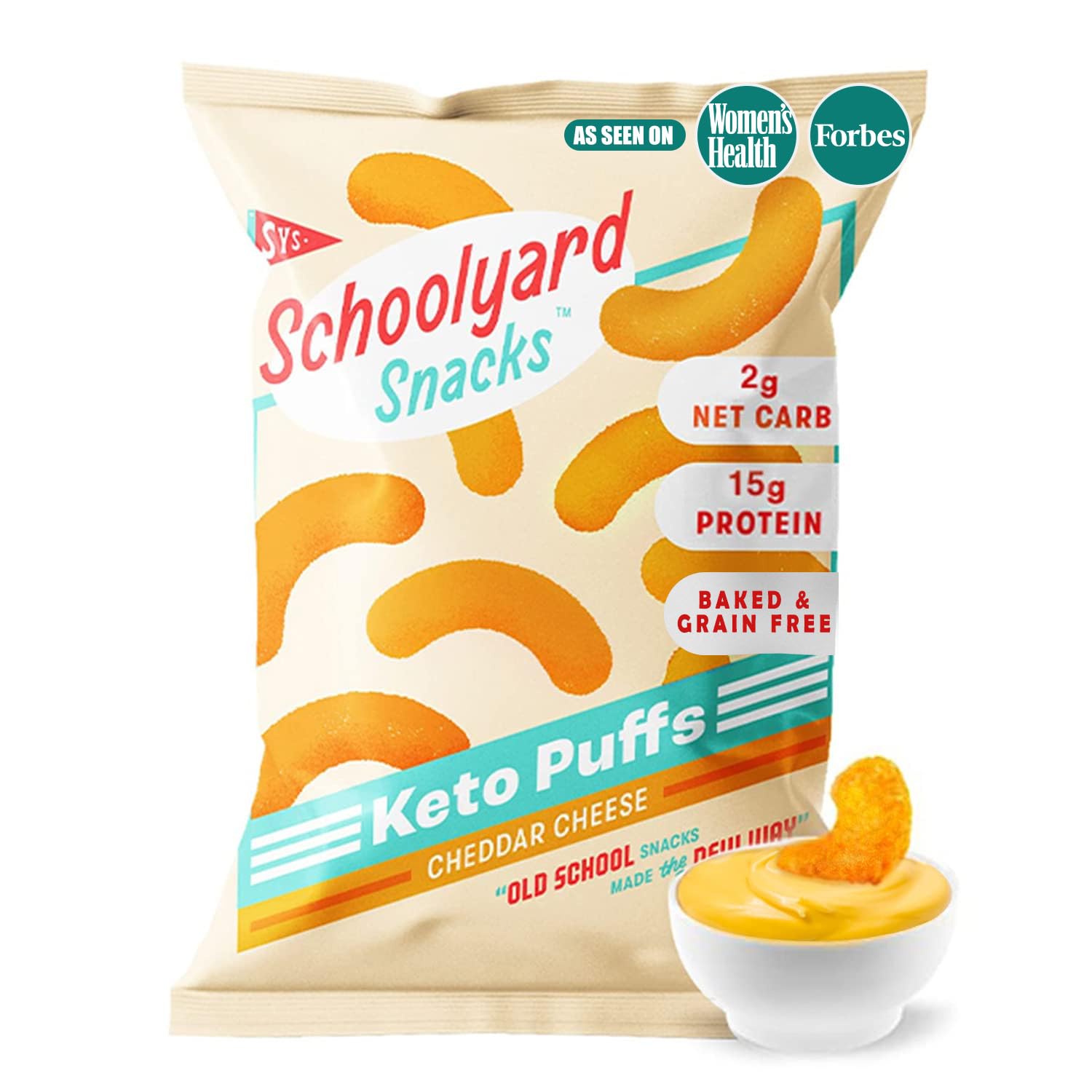 Schoolyard Snacks Cheddar Cheese Protein Puffs - Gluten Free, Low Carb, 15g Protein, 12 Pack, 0.91 Ounce Each