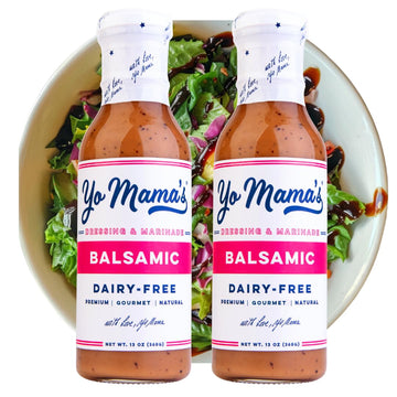 Yo Mamas Foods Gourmet Natural Balsamic Vinaigrette Dressing and Marinade - Pack of (2) - Low Carb, Low Sodium, and Gluten-Free