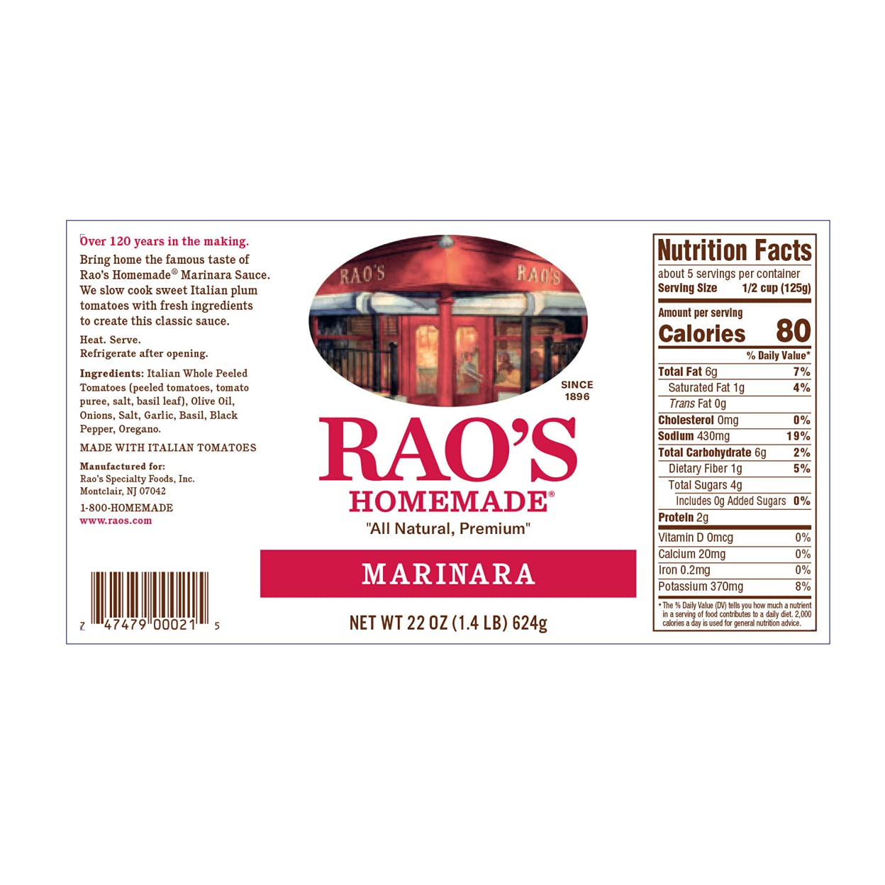 Rao'S Homemade Marinara Sauce (22 Ounce ., 2 Pk.), 22 Ounce (980226016)