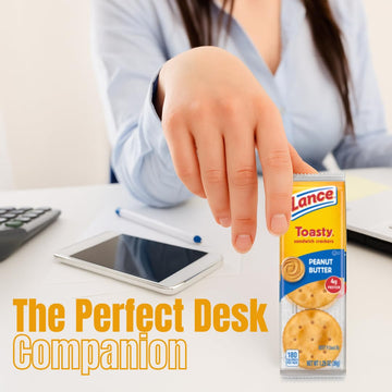 Lance Toasty Peanut Butter Sandwich Crackers, 40 Individual Snack Packs - Classic On-the-Go Snack for Lunches, Office & Travel