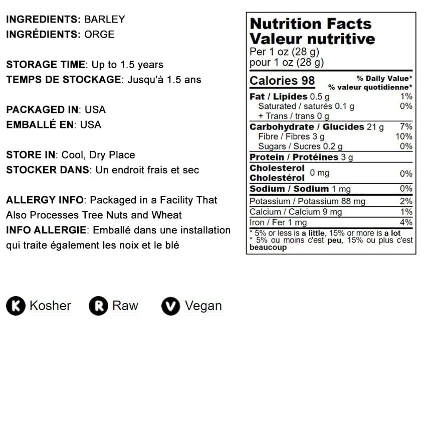 Food To Live Barley Flour, 25 Pounds - Fine Powder, Kosher, Vegan, Bulk. Rich In Fiber. Wheat Flour Alternative. Great For Bakin