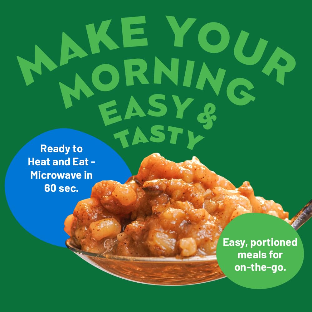 Proper Good Apple Cinnamon Oatmeal - Ready in 60 Seconds for a Quick & Easy Breakfast - Steel Cut Oats with Chia & Flax - High F