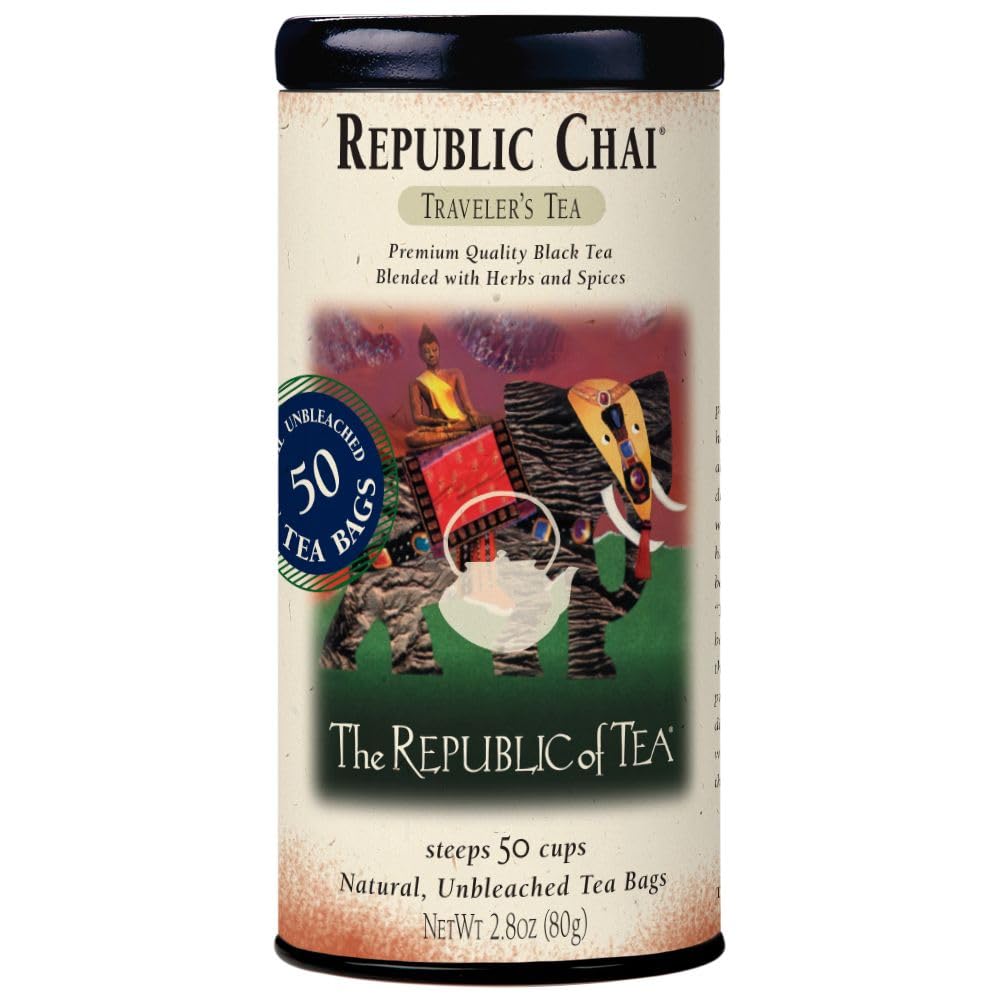 The Republic of Tea Republic Chai Black Tea - 50 Count Tin, Unique Spices Blend, Premium Quality