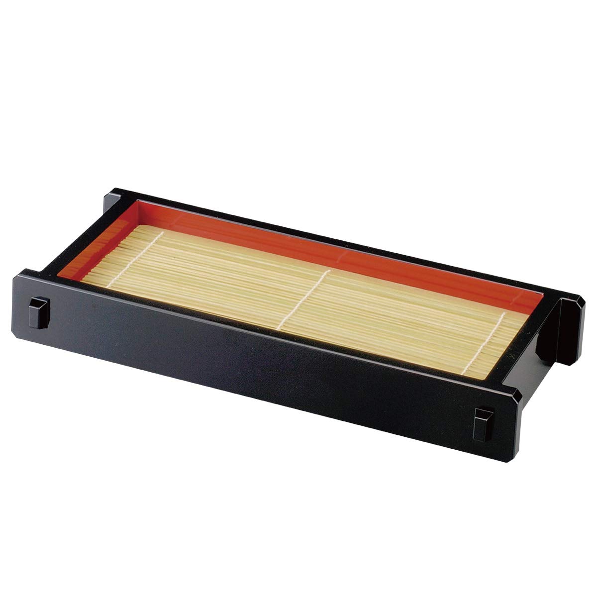 ??????(Fukui Craft) Tsunoseiro Kurouchi Vera + Bamboo Soba for Udon Noodles Buckwheat Dish, 35.4x16.5x5.3cm, black