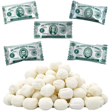 The Dreidel Company 55 Pieces Money Buttermints, Mint Candies, After Dinner Mints, Butter Mint Candy, Fat-Free, Individually Wrapped (55 Pieces)