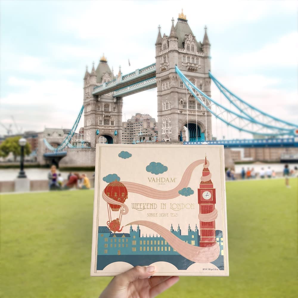 VAHDAM Weekend In London Tea Gift Set, 9 Varieties, Travel Edition, 3.5oz, Gluten Free, Non-GMO, 50+ Cups