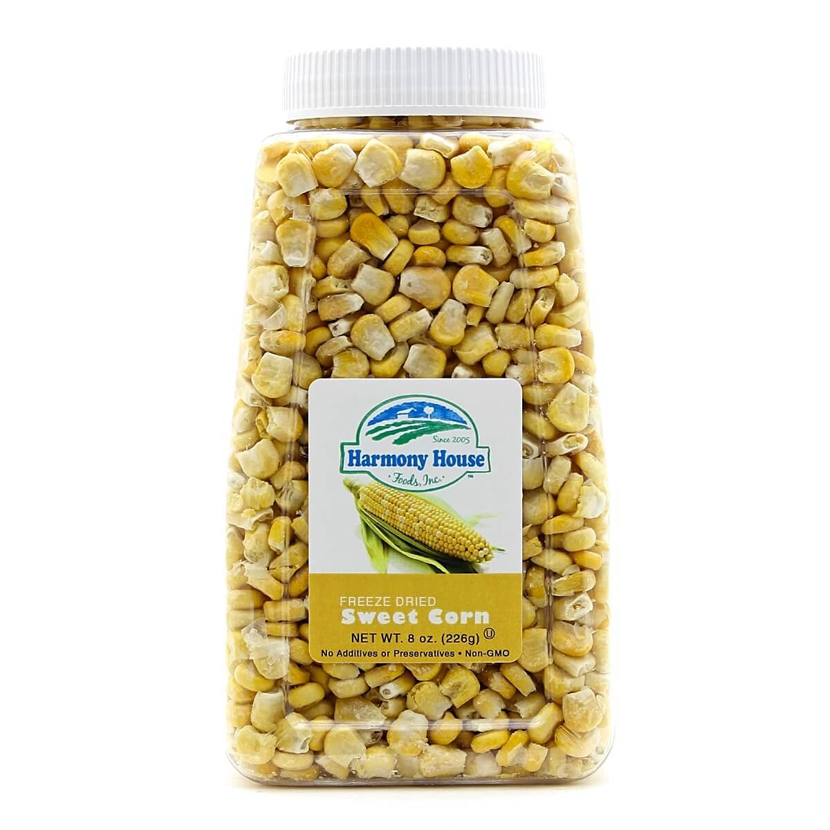 Premium Sweet Corn Freeze-Dried - 100% Natural, Healthy Snack, 8 Oz, Quart Size Jar By Harmony House Foods