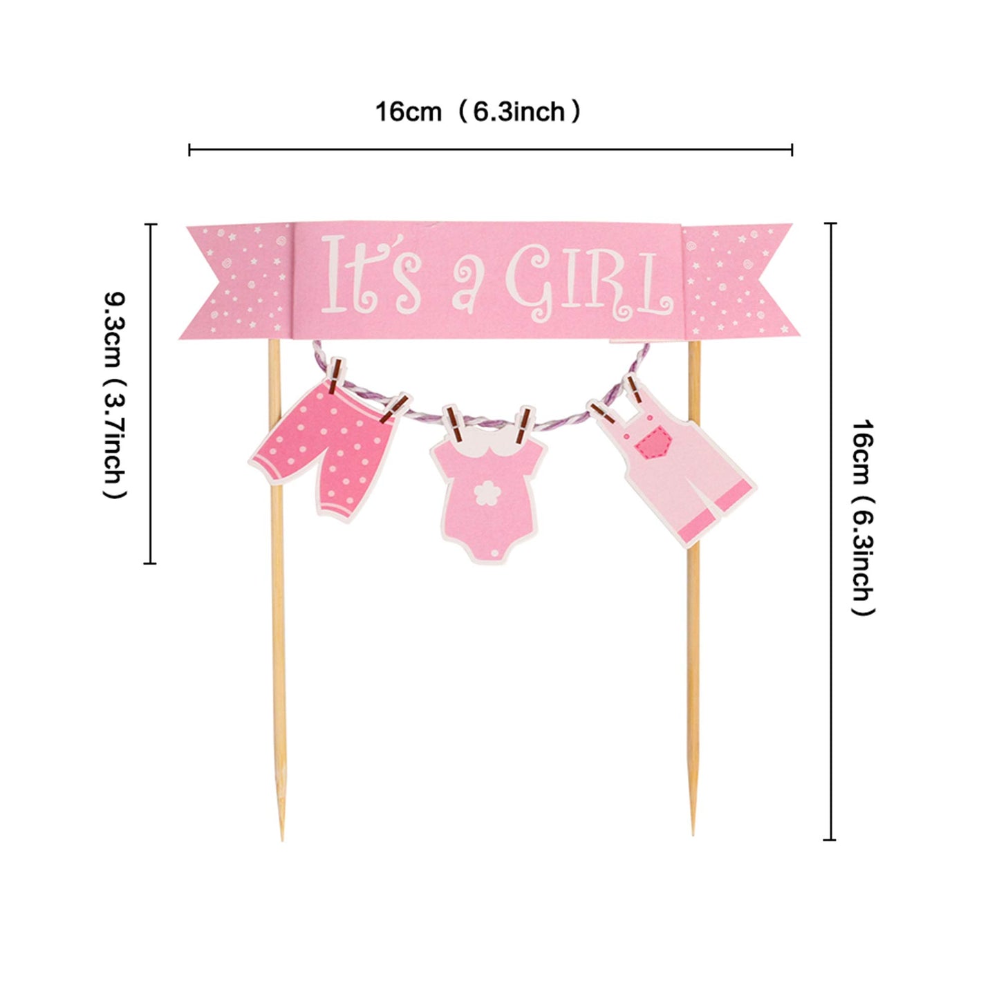 It'S A Girl Pink New Born Baby Cake Topper Baby Cloth Cake Topper Flag Cupcake Topper For Girl Birthday Party Decoration Baby Sh