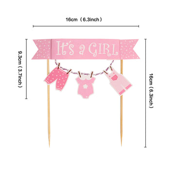 It'S A Girl Pink New Born Baby Cake Topper Baby Cloth Cake Topper Flag Cupcake Topper For Girl Birthday Party Decoration Baby Sh