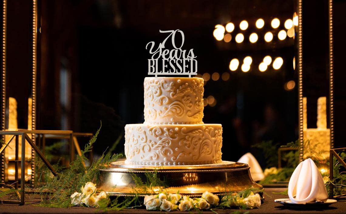 Silver Acrylic Custom 70 Years Blessed Cake Topper, 70Th Birthday Cake Topper, 70Th Wedding Anniversary Cake Topper (70 Bless)