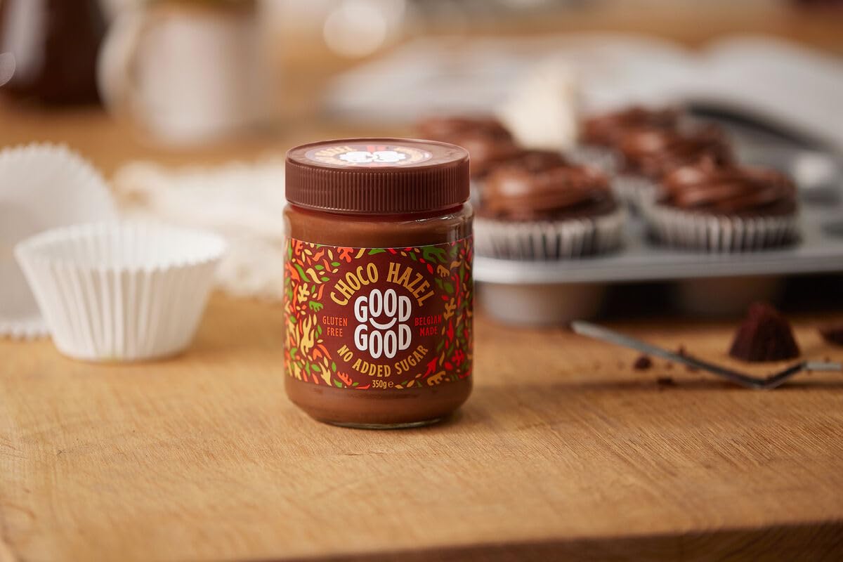 Good Good No Added Sugar Belgian Choco Hazel Spread - Chocolate Spread With Natural Sweeteners - Gluten Free - Vegetarian Friendly - 12Oz / 350G (Pack Of 1)