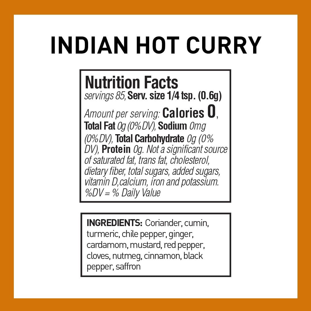 Spice Hunter Indian Hot Curry Blend, 1.8 Ounce (Pack Of 6)