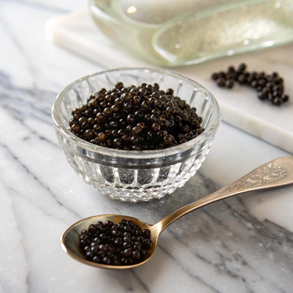 BESTER CAVIAR enhanced Osetra Sturgeon Caviar - Traditionally Harvested Malossol Ossetra Black Roe with Mother of Pearl Spoon - Single Tin (1 oz)