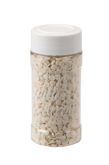 EDIBLE ACCENTS WHITE SEQUINS - Confectionery Accents, Sequins Sprinkles, Gluten Free, Egg Free, Nuts Free, Kosher, Sprinkle Medl