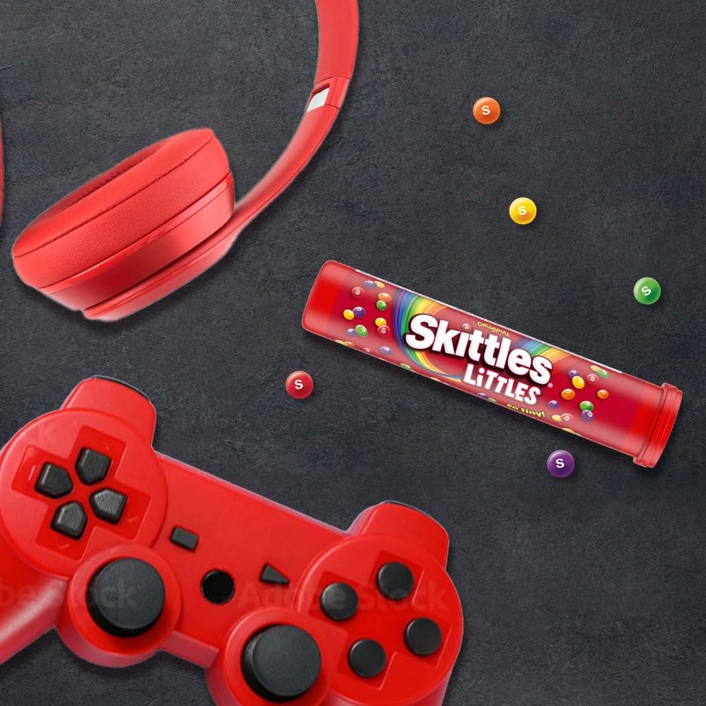 SKITTLES Littles Originals Rainbow Chewy Candy, 45.6 Oz, SKITTLES Bulk Candy 24 Count Mega Tubes, Tiny Fruit Flavored Treats for