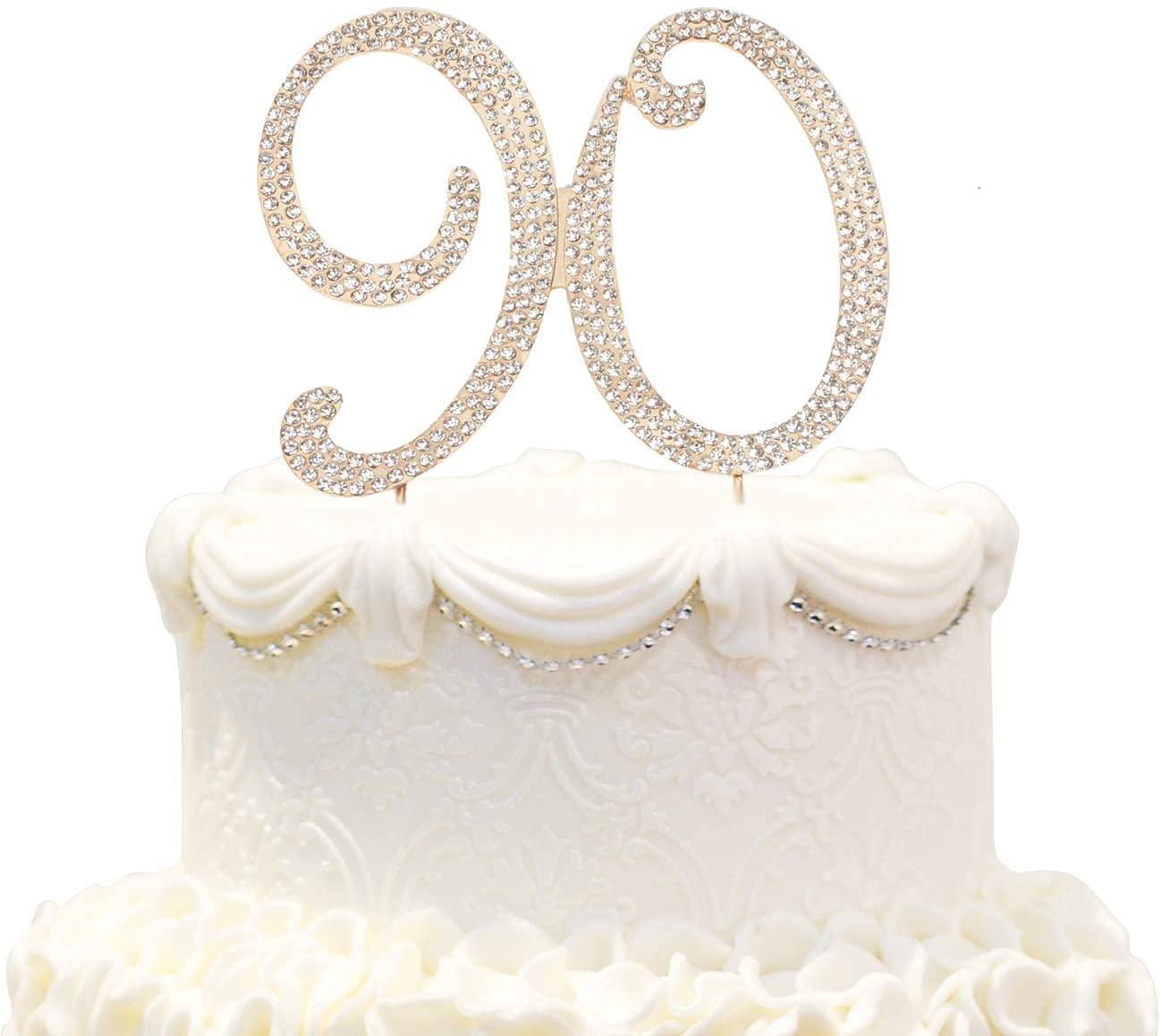 Hatcher Lee Bling Crystal 90 Birthday Cake Topper - Best Keepsake | 90Th Party Decorations Gold