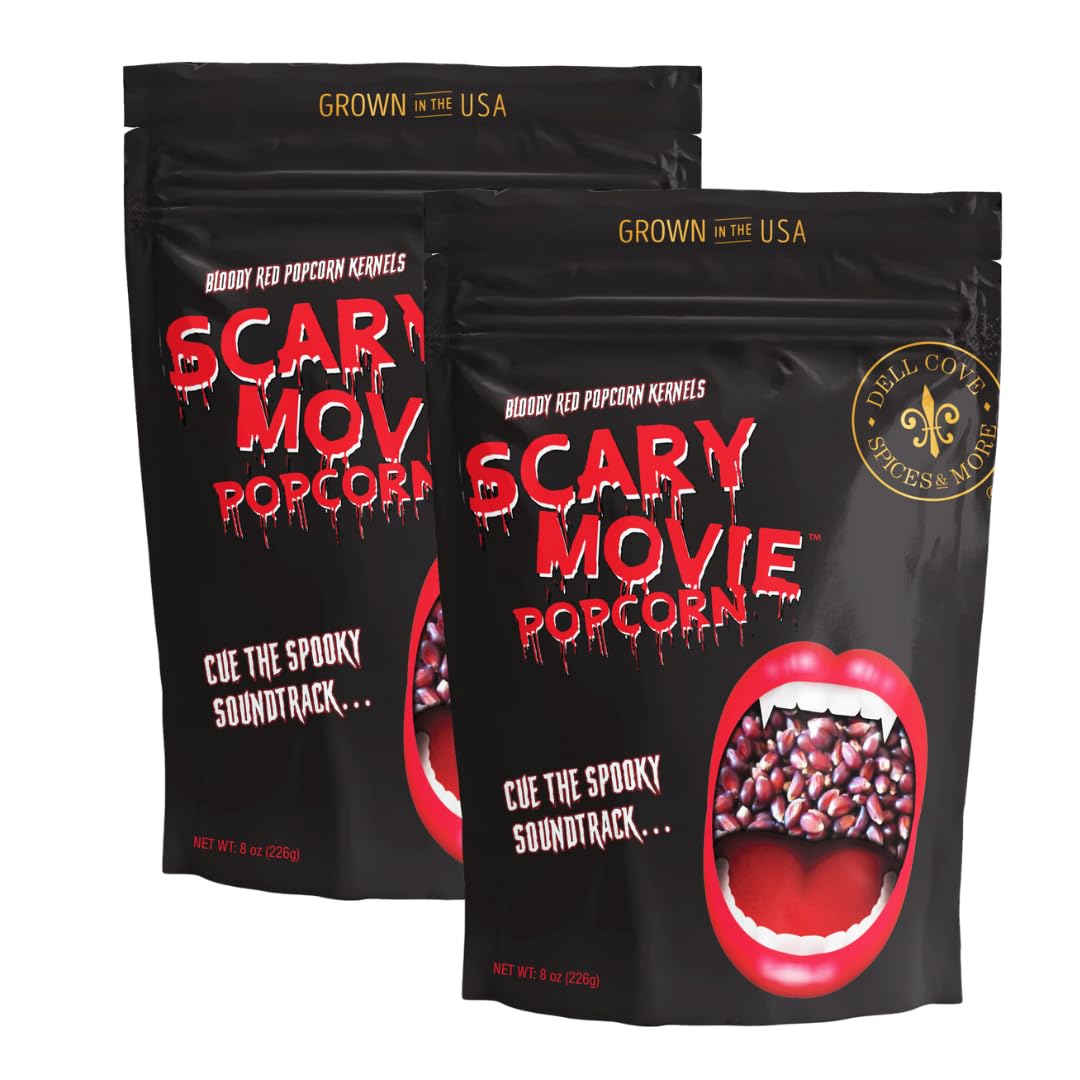 DELL COVE SPICES & MORE Bloody Red Popcorn Kernels, Halloween Snacks, 8 Ounce (Pack of 2)