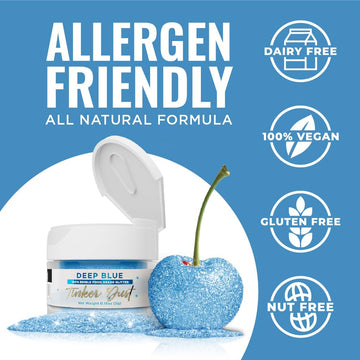 Bakell - Deep Blue Tinker Dust (5G, 1X Jar) Edible Glitter For Food, Desserts, And Beverages!