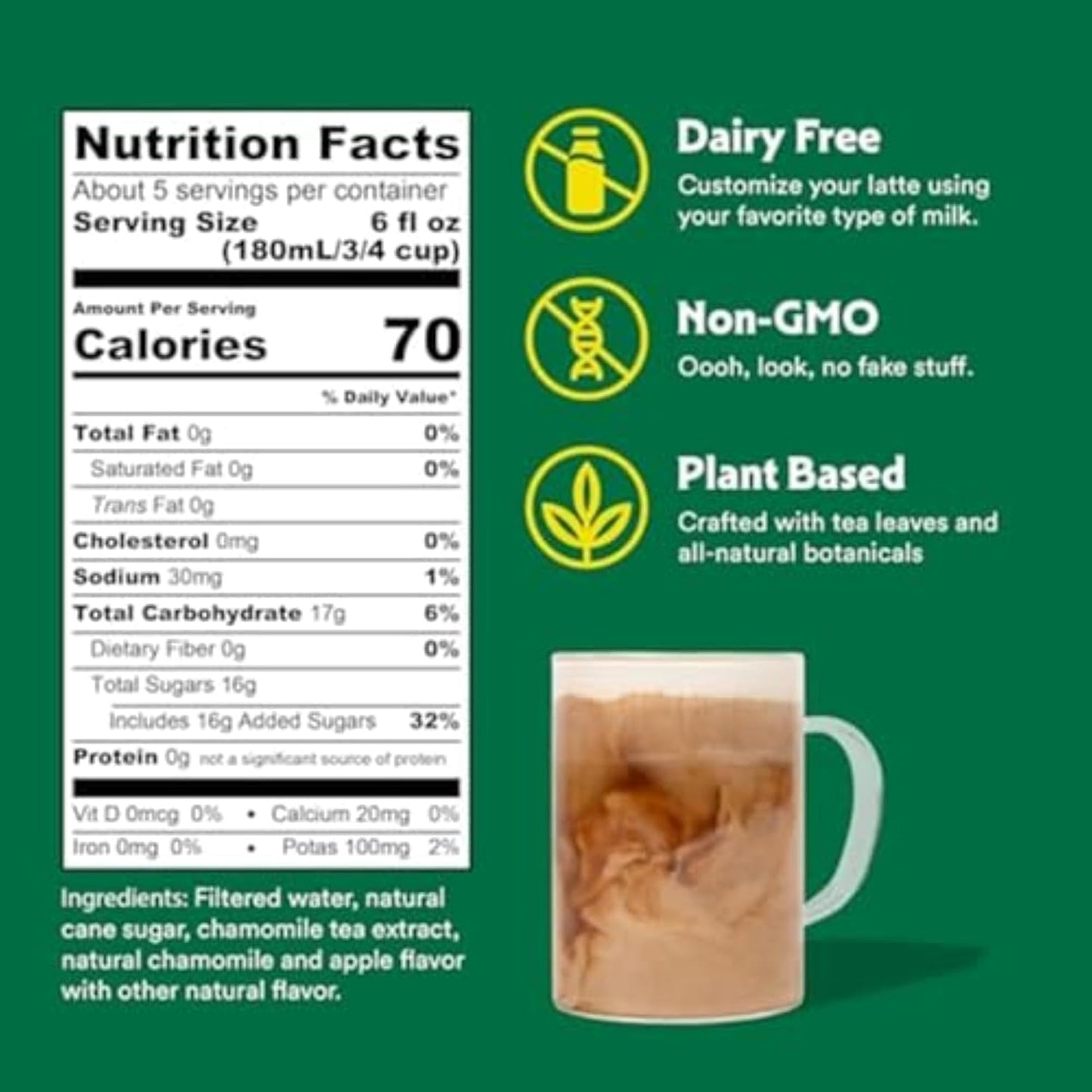 Stash Apple Blossom Latte - Dairy Free Chamomile Tea Concentrate - 32 fl oz - Caffeine-Free - 5 Servings