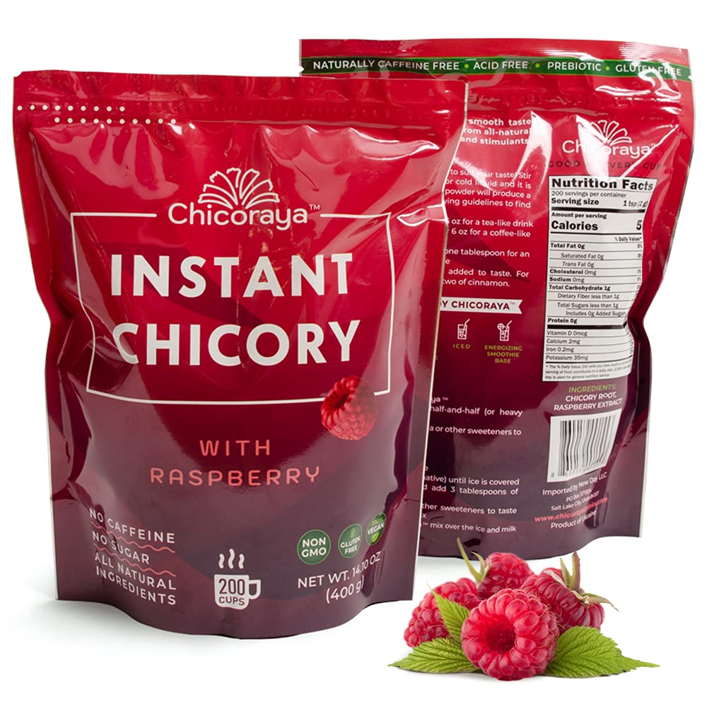 CHICORAYA Instant Chicory Coffee - Caffeine-Free Decaf Beverage Blend - Keto & Vegan - 14.1 oz - No Sugar - Roasted Root Powder
