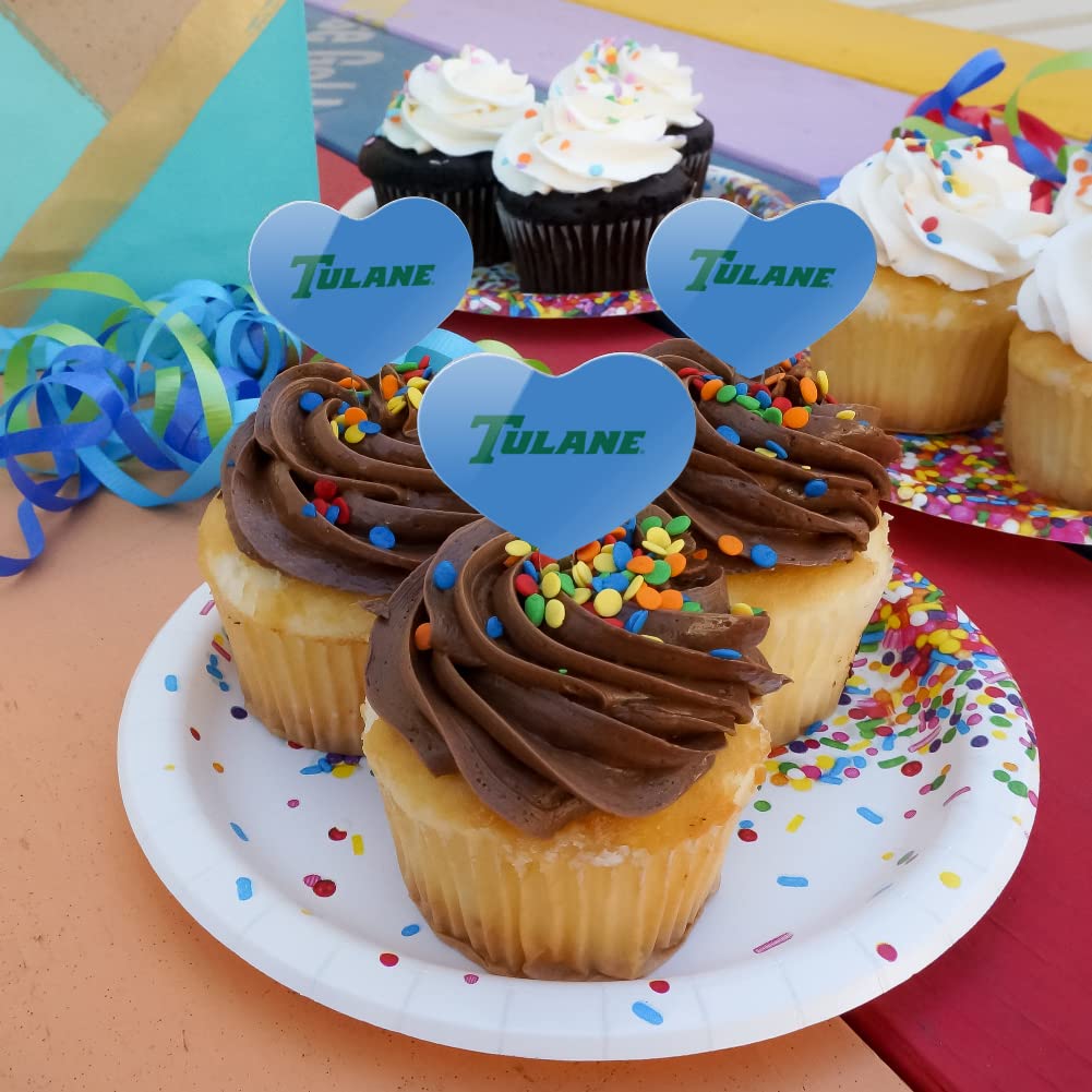 GRAPHICS & MORE Cupcake Toppers Set of 6, Acrylic, Tulane University Heart Design, One Size