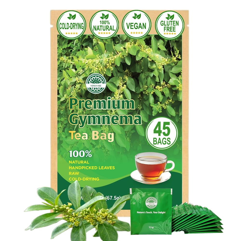 Gymnema Tea Bags for Diabetics - COLD-DRIED for Maximum Freshness and Nutrient Retention - 45 Gurmar Tea Bags (45, Gymnema Sylve