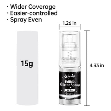 White Edible Glitter Spray - 15G Edible White Glitter For Cakes Food Grade Metallic Shimmer Powder Cake Sprinkles For Cookie Dec