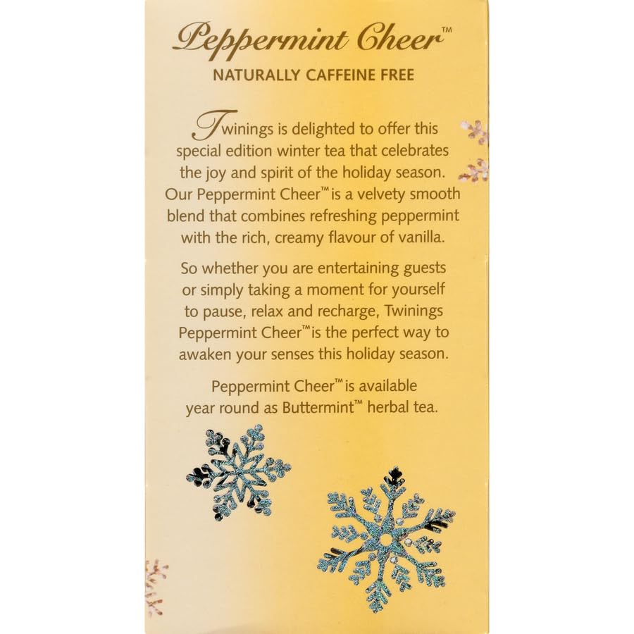 Twinings Peppermint Cheer Herbal Tea, 20 Count (Pack of 6), Naturally Caffeine-Free, Peppermint & Creamy Vanilla Flavor