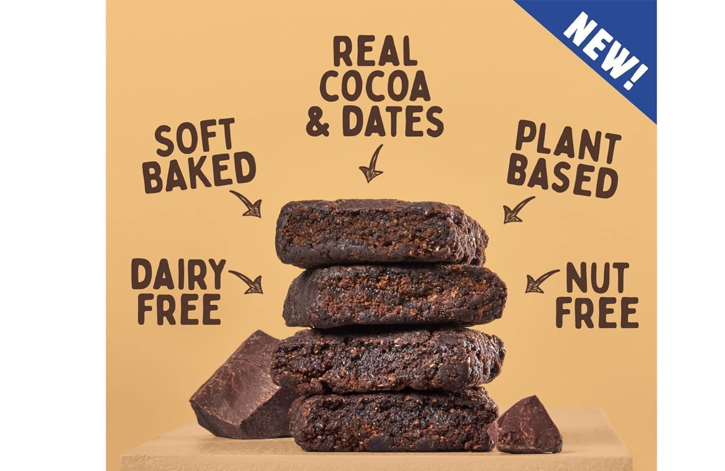 Natures Bakery Double Chocolate Brownie Bars, Whole Grains, Dates, and Cocoa, Plant Based, Dairy-Free, Snack Bar, 1 box with 12