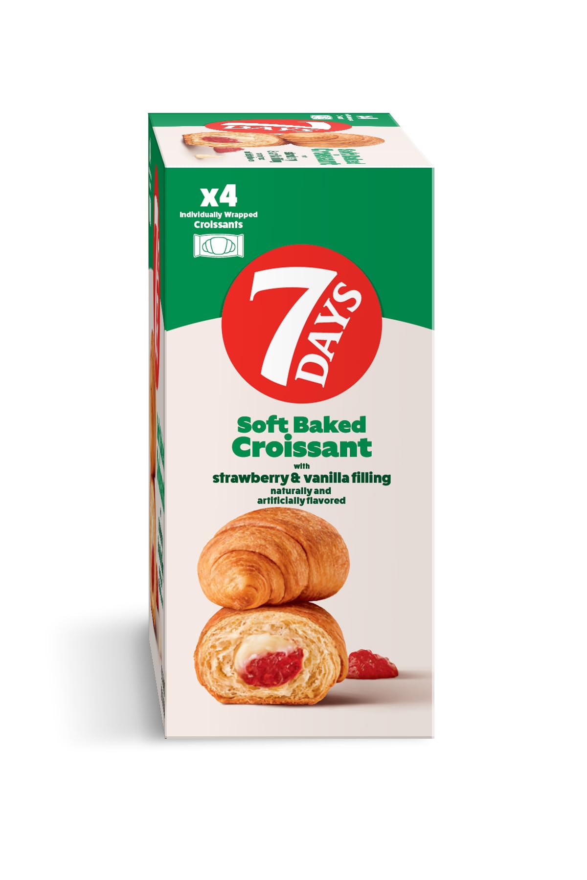 7 Days Soft Croissant Multipacks, Strawberry Vanilla, 4 Boxes, Non-GMO, 8.48 oz (Pack of 16)