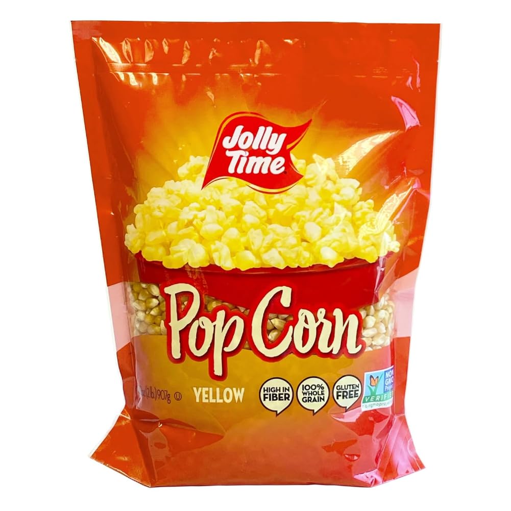 Jolly Time Unpopped Yellow Pop Corn Kernels, Stand Up Resealable Bag, 2 Pound (Pack Of 6)