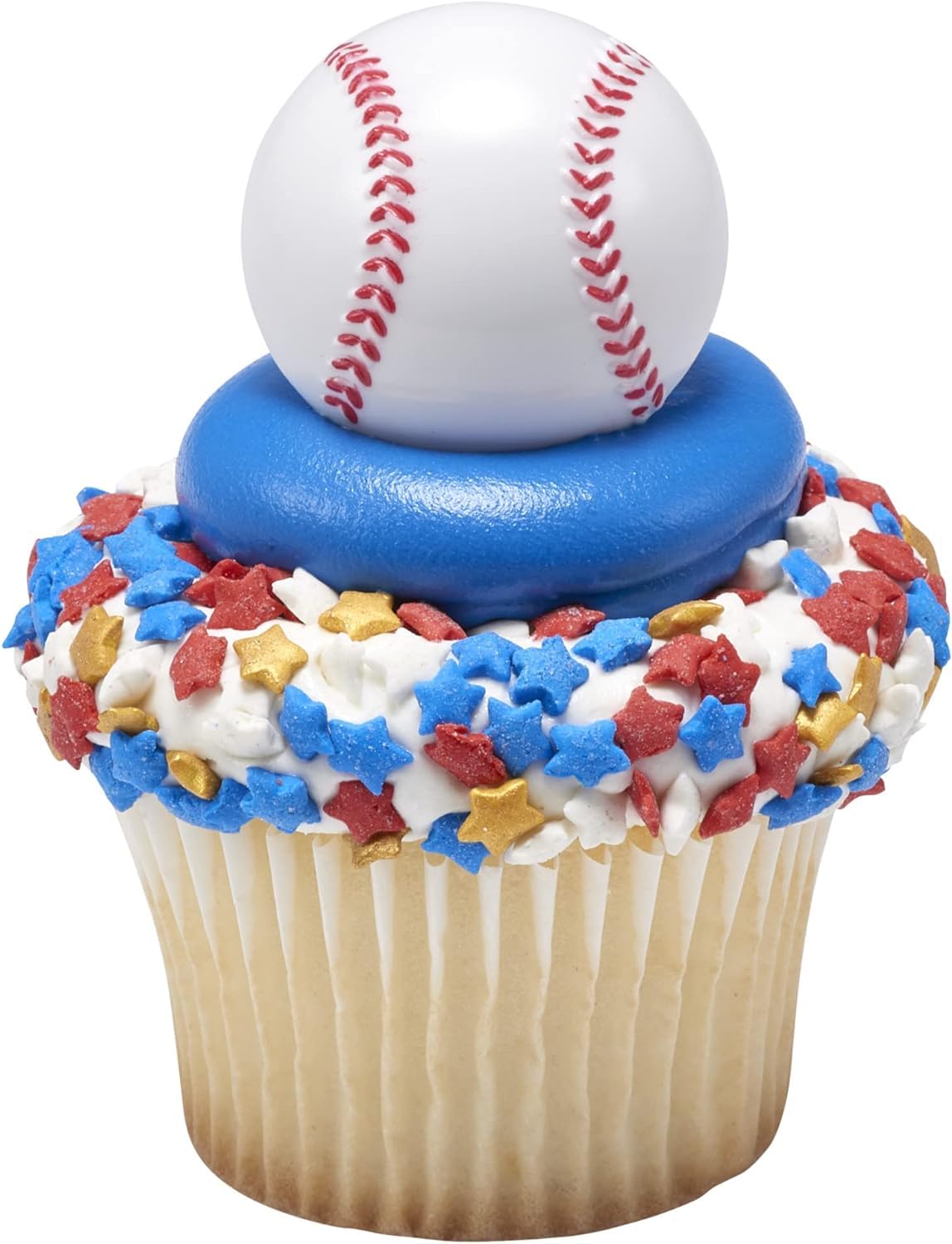 Decopac Patriotic Star Quins, 16.5Oz, Fancy Sprinkles Shaped Like Stars In Red, White & Blue, Candy Sprinkles In Handheld Contai