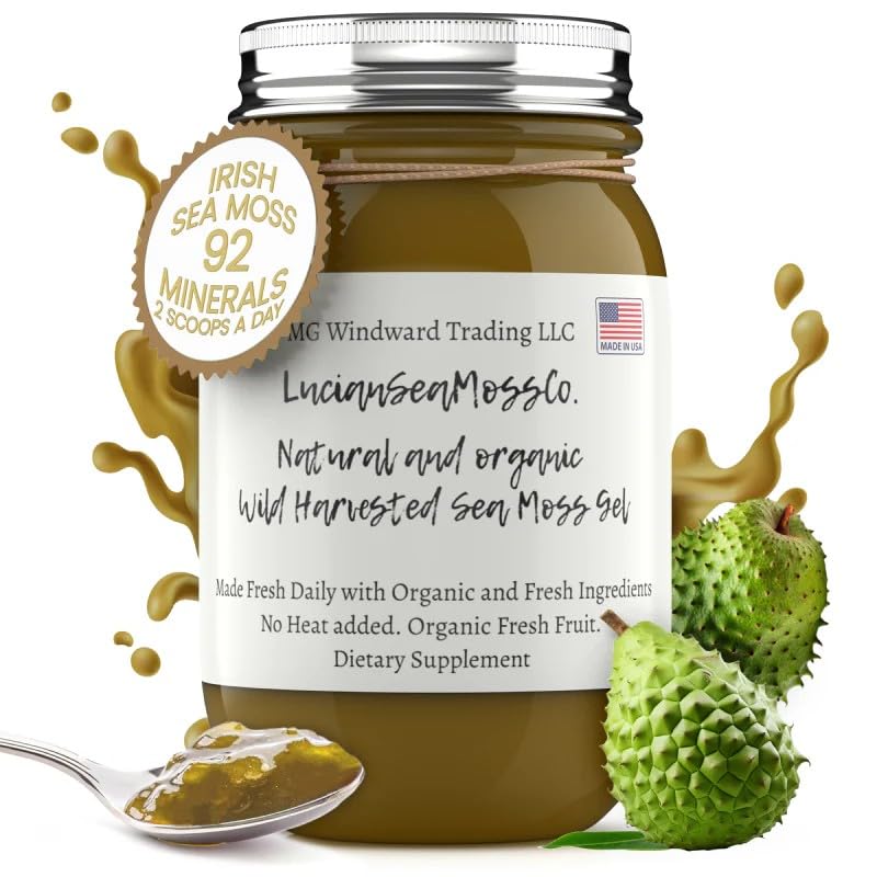 MG Windward Trading LLC Soursop Sea Moss Gel - Organic, Wild Harvested, 16 oz, Immune Support, Digestive Health