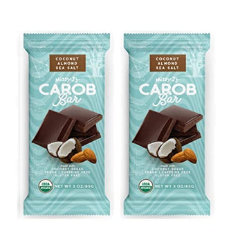 Missy Js Organic Coconut Almond Bars, Vegan, Gluten-Free, 2 Pack, Carob, Healthy Snack Substitute