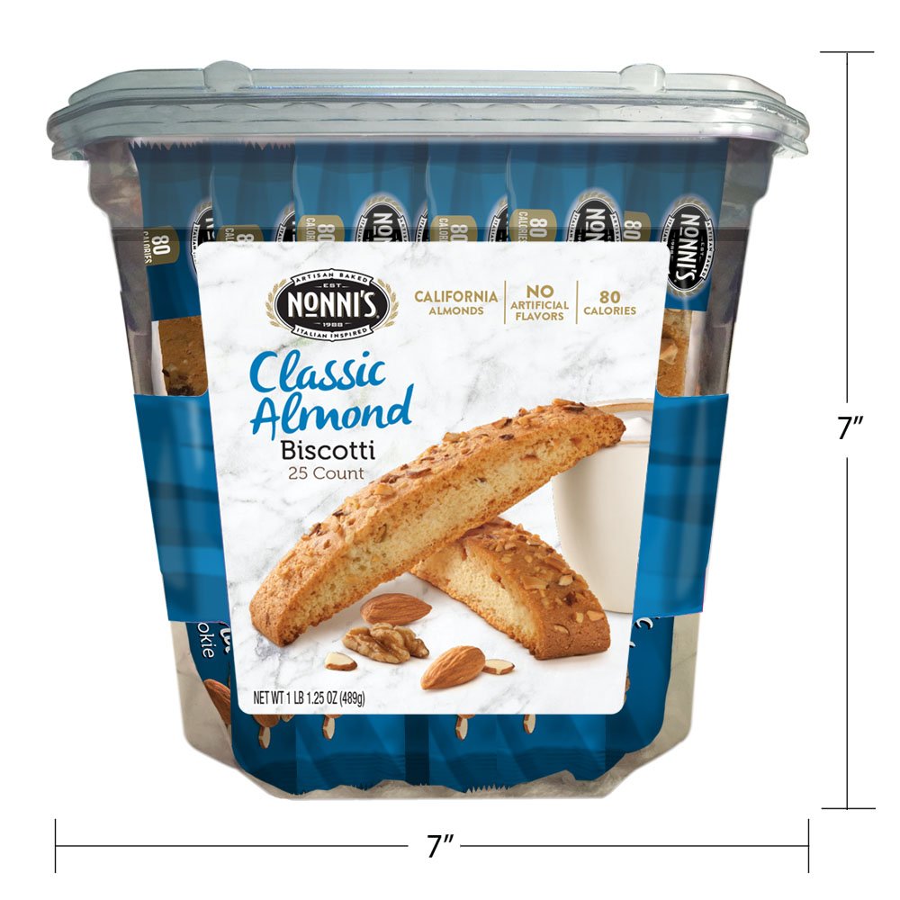 Nonnis Biscotti Value Pack, Originali Classic Almond, 25 Count, 1.1 lb, Medium Size