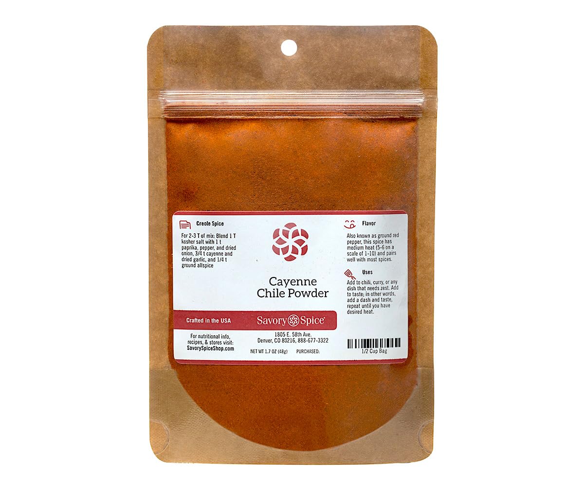 Savory Spice Cayenne Pepper Chile Powder - Ground Seasoning, 40,000 Scoville Heat Units, 1.7 oz