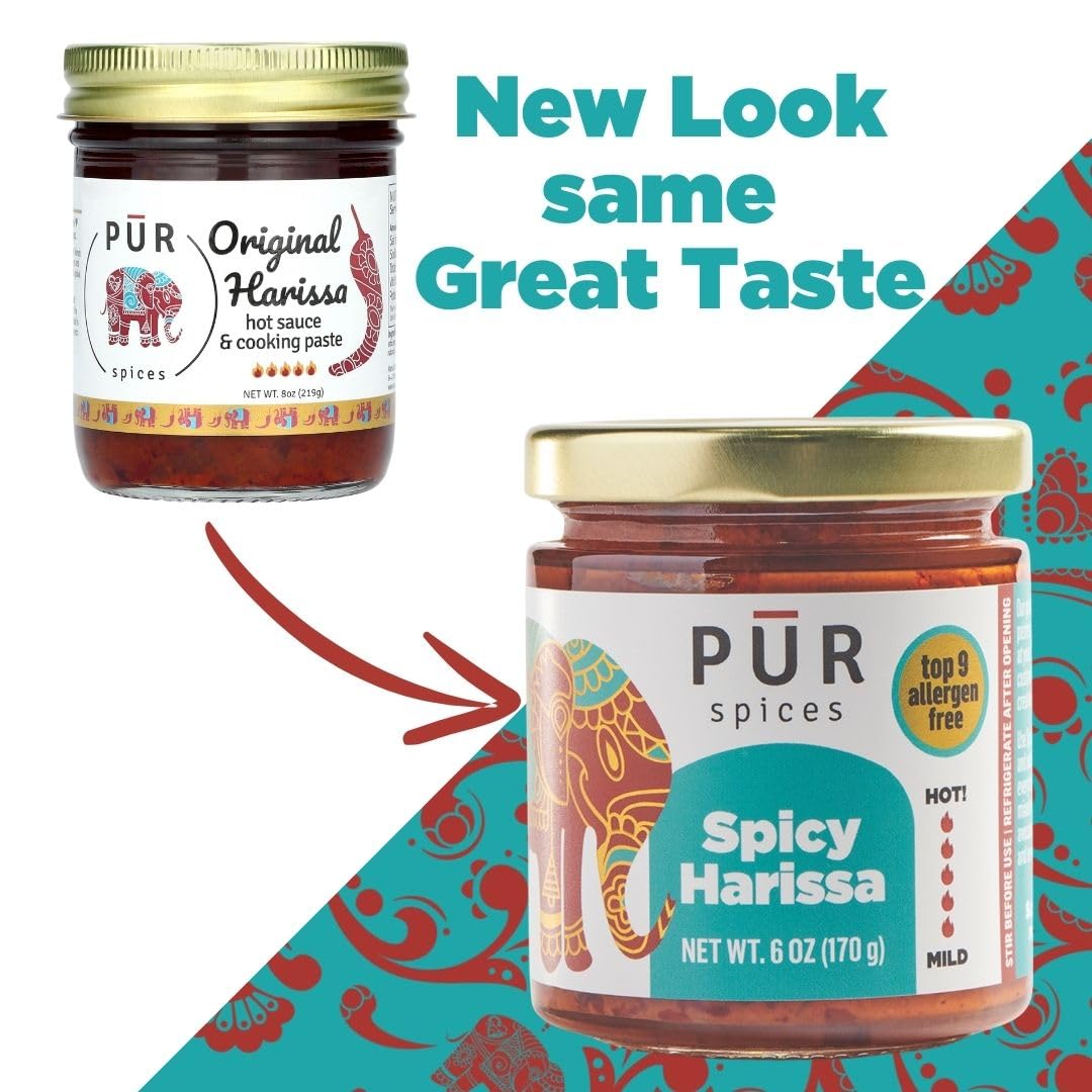 Pur Spices Spicy Harissa Paste I Hot Sauce For Cooking And Dipping I Spicy Chili Pepper And Garlic Paste | Middle Eastern Inspir