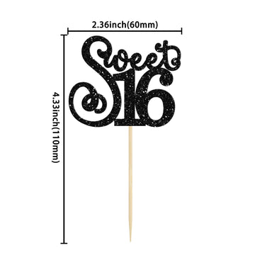 Gyufise 24 Pack 16Th Birthday Cupcake Toppers Glitter Sixteen Happy Sweet 16 Cupcake Picks Cheers To 16 Years Old Cupcake Decora